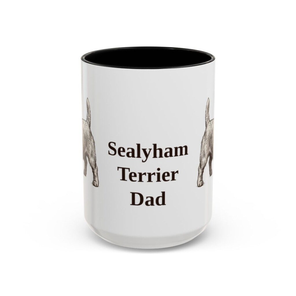 15oz Sealyham Terrier Dog Dad Mug, Black, front view
