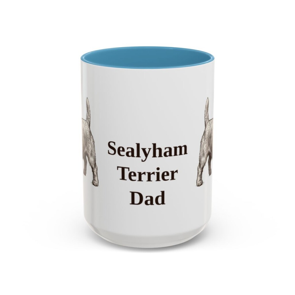 15oz Sealyham Terrier Dog Dad Mug, Light Blue, front view