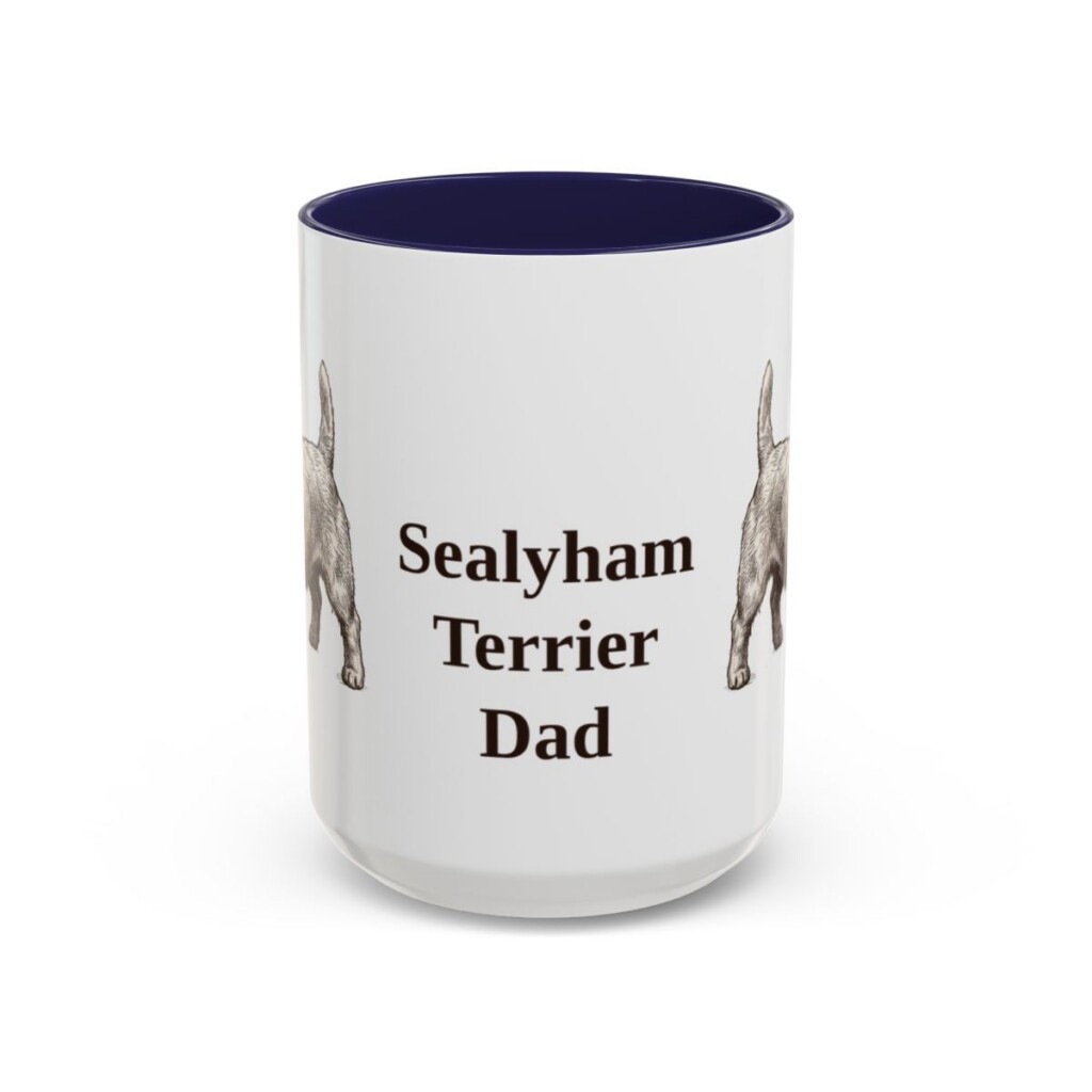 15oz Sealyham Terrier Dog Dad Mug, Navy, front view