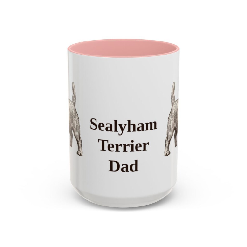 15oz Sealyham Terrier Dog Dad Mug, Pink, front view
