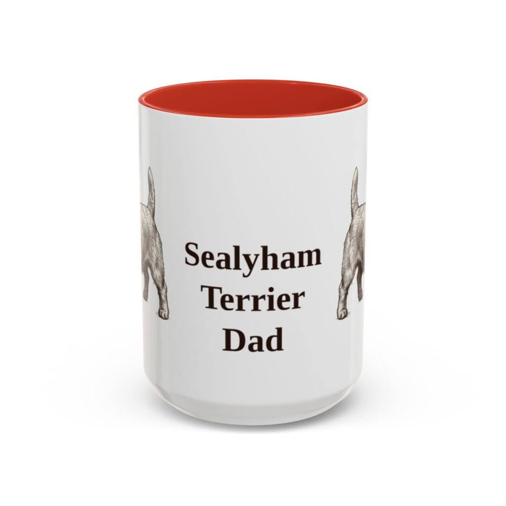 15oz Sealyham Terrier Dog Dad Mug, Red, front view