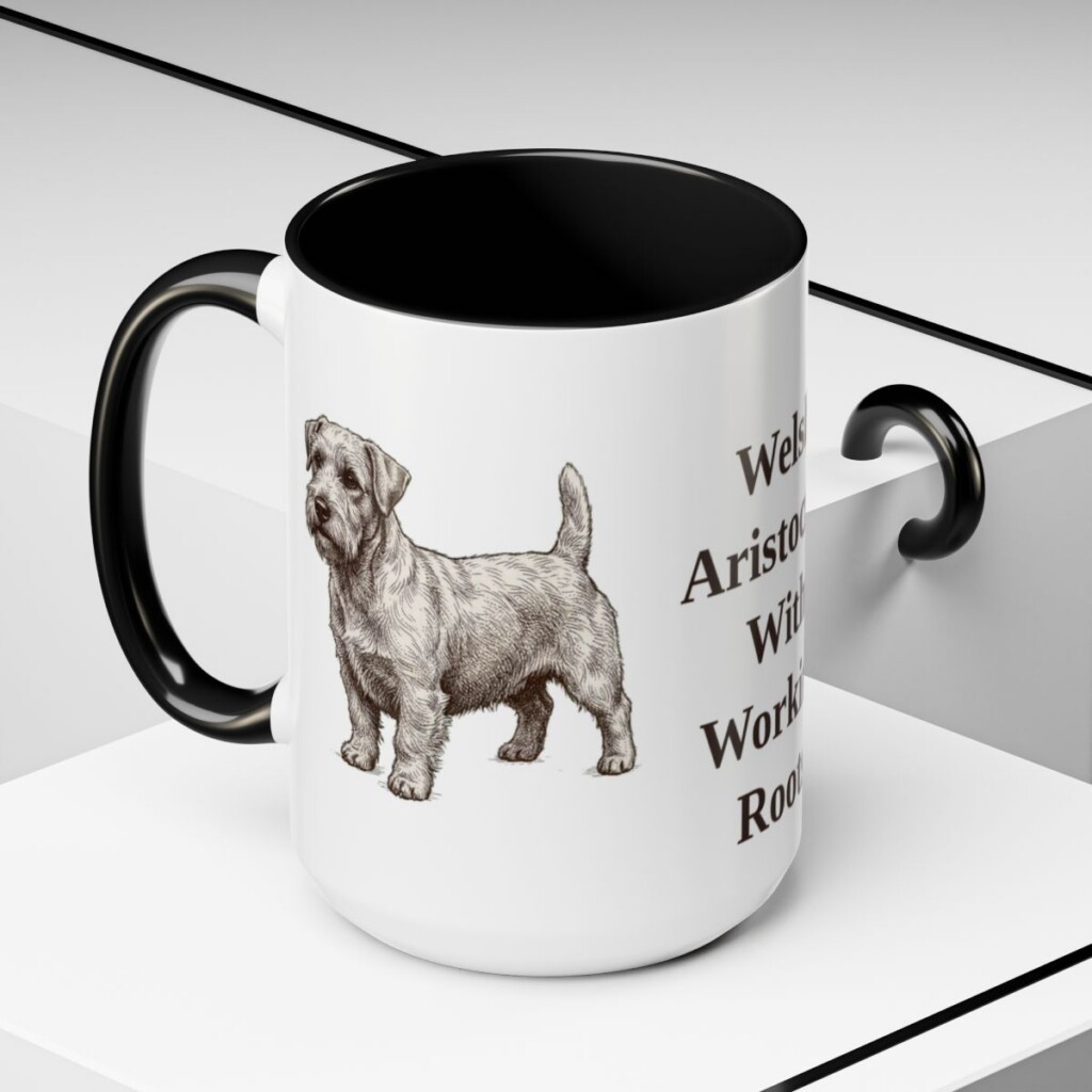 15oz Funny Sealyham Terrier Mug, Black, lifestyle photo