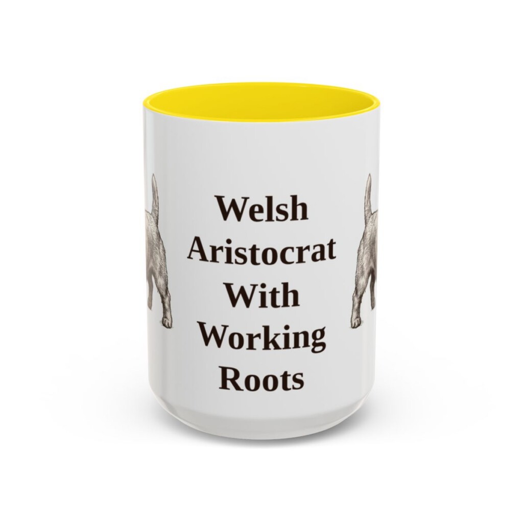 15oz Funny Sealyham Terrier Mug, Yellow, front view