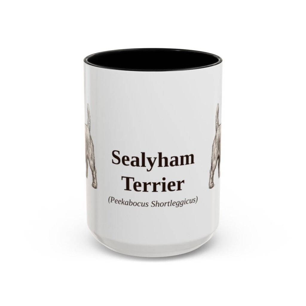 15oz-sealyham-terrier-mug-latin-black-front 15oz Sealyham Terrier Latin Mug, Black, front view