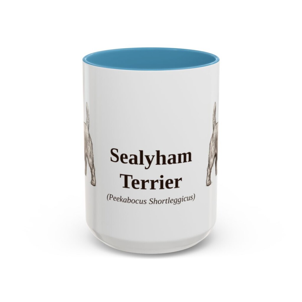15oz-sealyham-terrier-mug-latin-light-blue 15oz Sealyham Terrier Latin Mug, Light Blue, front view