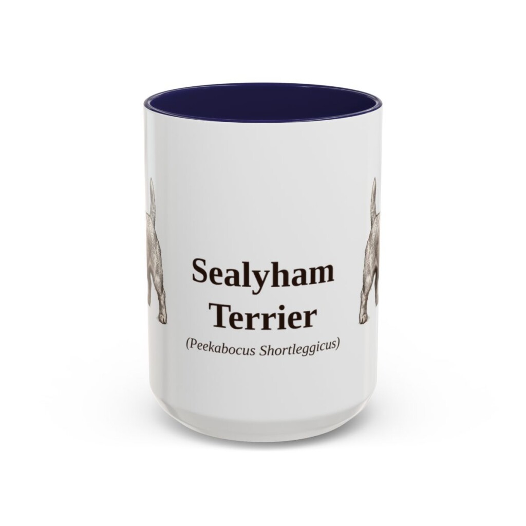 15oz-sealyham-terrier-mug-latin-navy 15oz Sealyham Terrier Latin Mug, Navy, front view