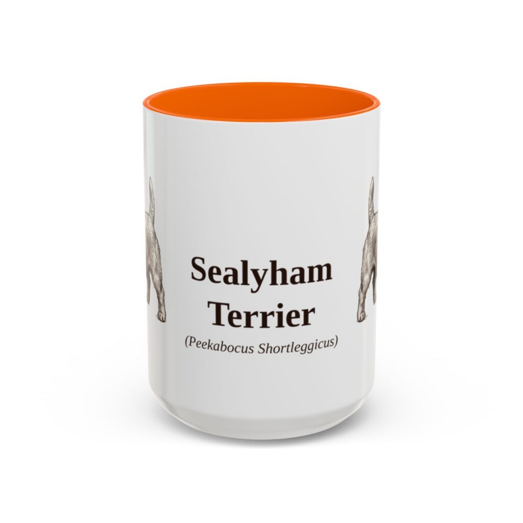 15oz-sealyham-terrier-mug-latin-orange 15oz Sealyham Terrier Latin Mug, Orange, front view