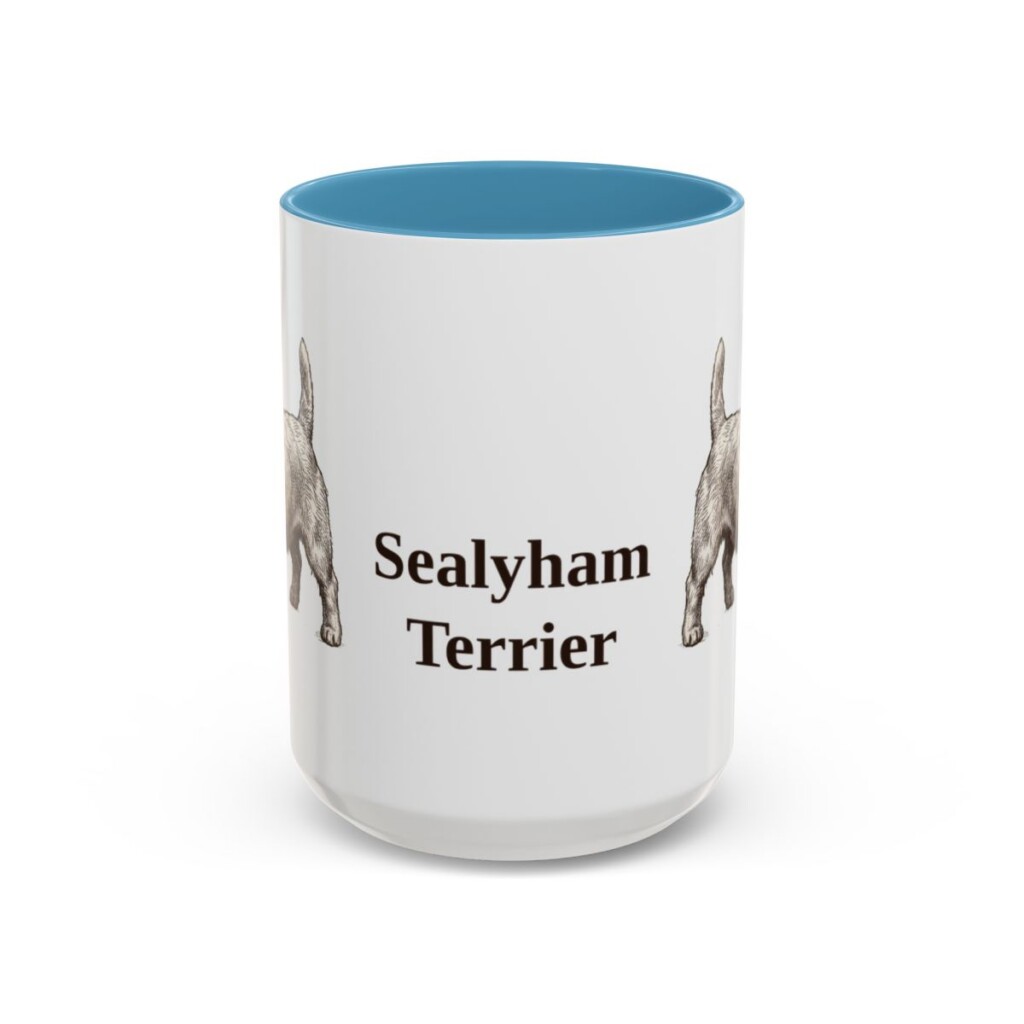 15oz Sealyham Terrier Mug, Light Blue, front view