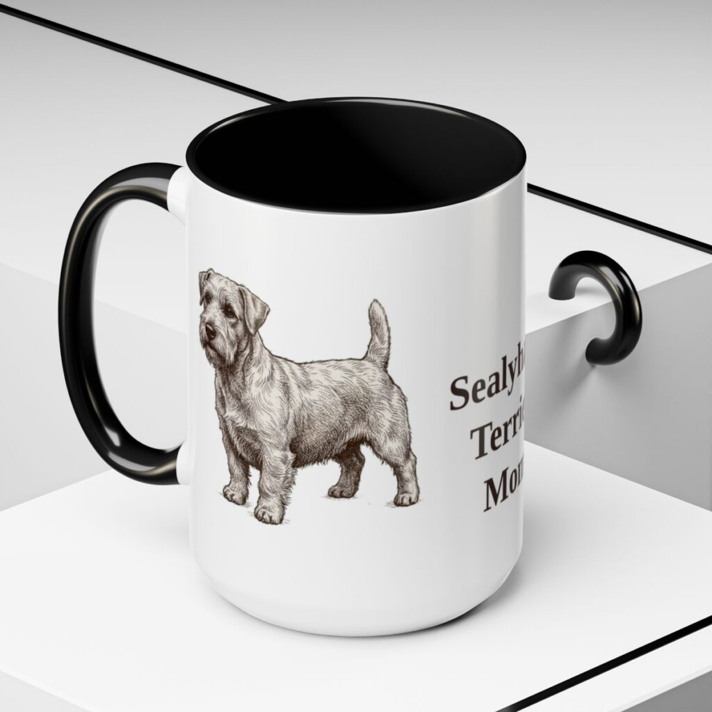 15oz-sealyham-terrier-mug-mom-black-context-2 15oz Sealyham Terrier Dog Mom Mug, Black, lifestyle photo