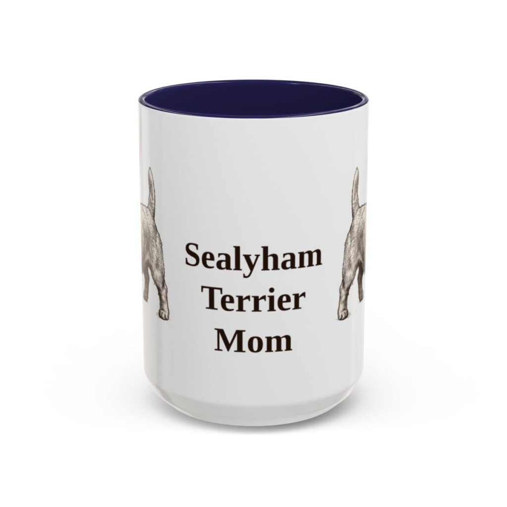 15oz-sealyham-terrier-mug-mom-navy 15oz Sealyham Terrier Dog Mom Mug, Navy, front view