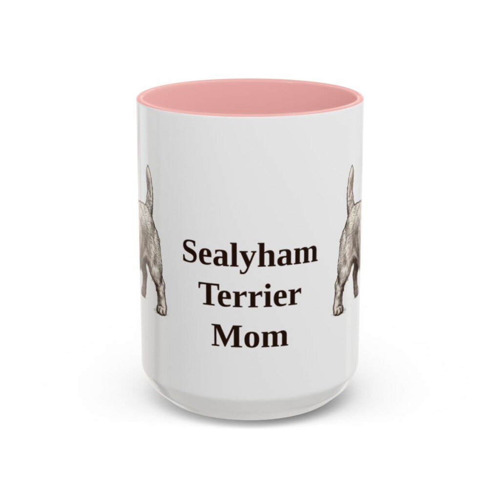 15oz-sealyham-terrier-mug-mom-pink 15oz Sealyham Terrier Dog Mom Mug, Pink, front view