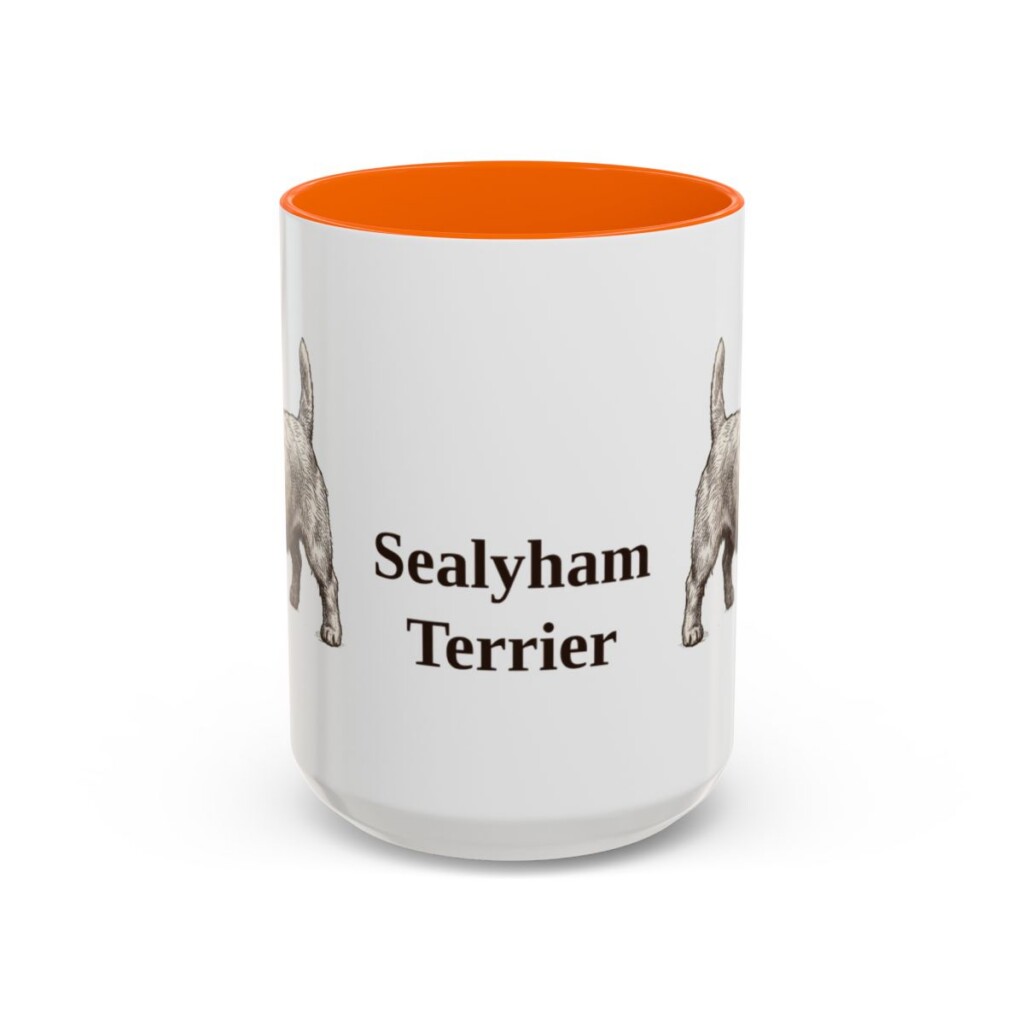 15oz Sealyham Terrier Mug, Orange, front view