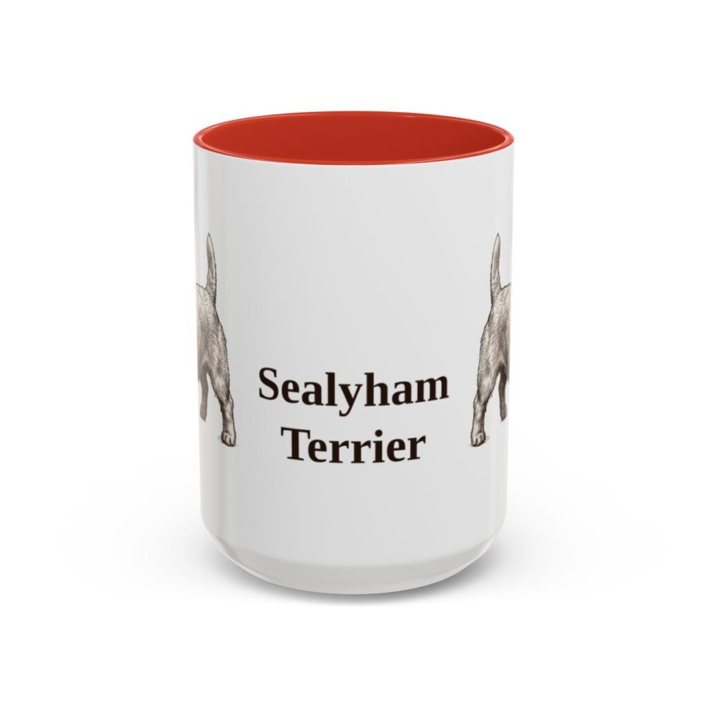 15oz Sealyham Terrier Mug, Red, front view