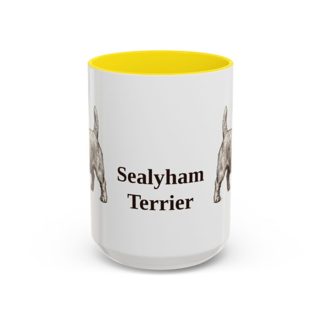 15oz Sealyham Terrier Mug, Yellow, front view