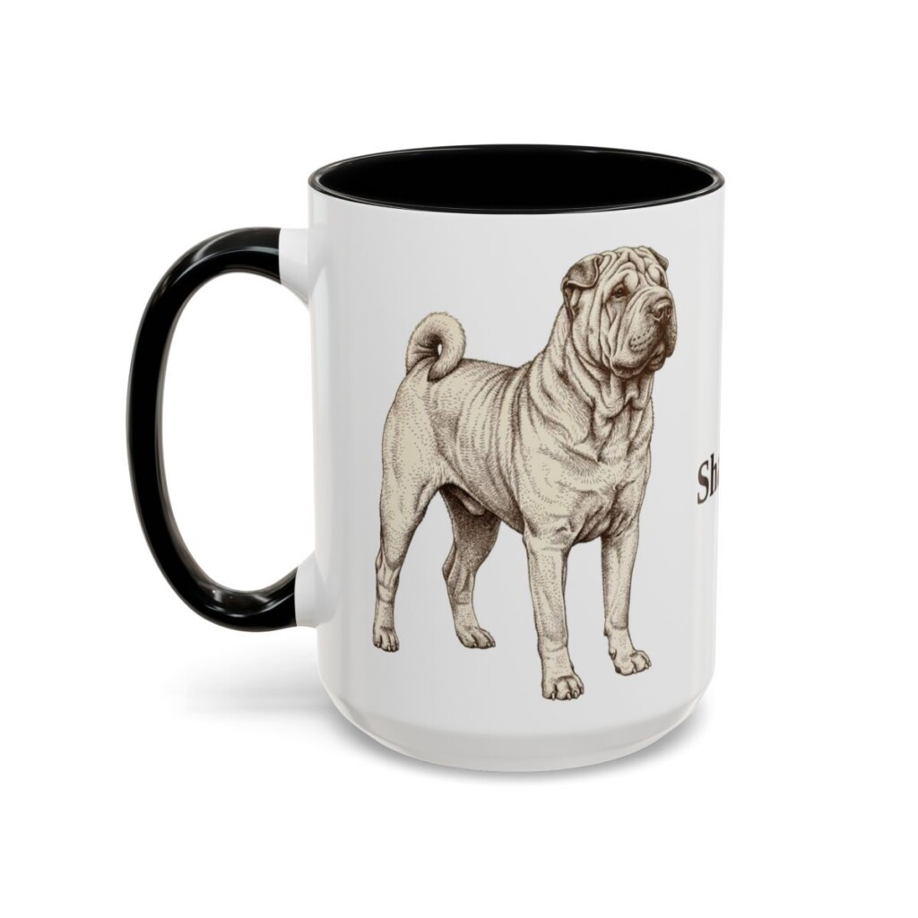 15oz Shar-Pei Mug, Black, left side view