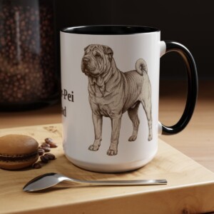 15oz Shar-Pei Dog Dad Mug, Black, lifestyle photo