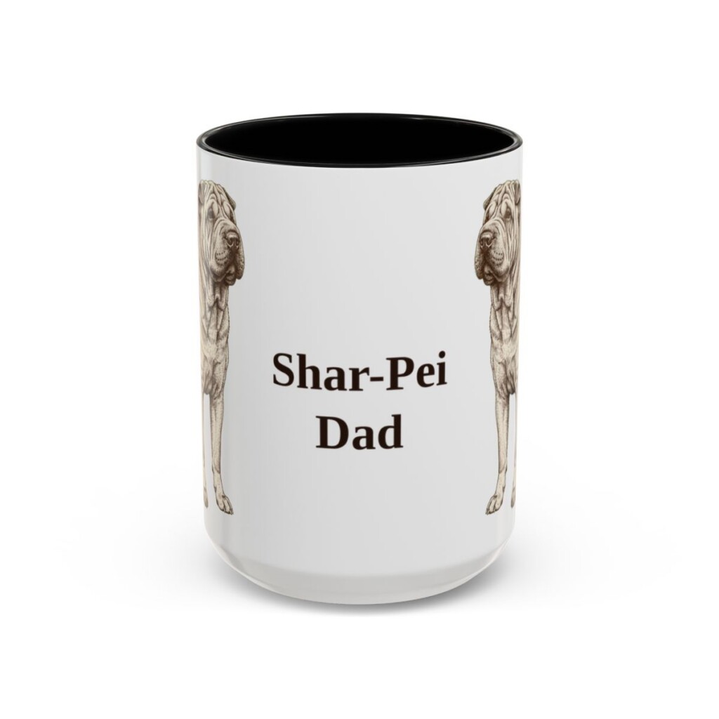 15oz Shar-Pei Dog Dad Mug, Black, front view
