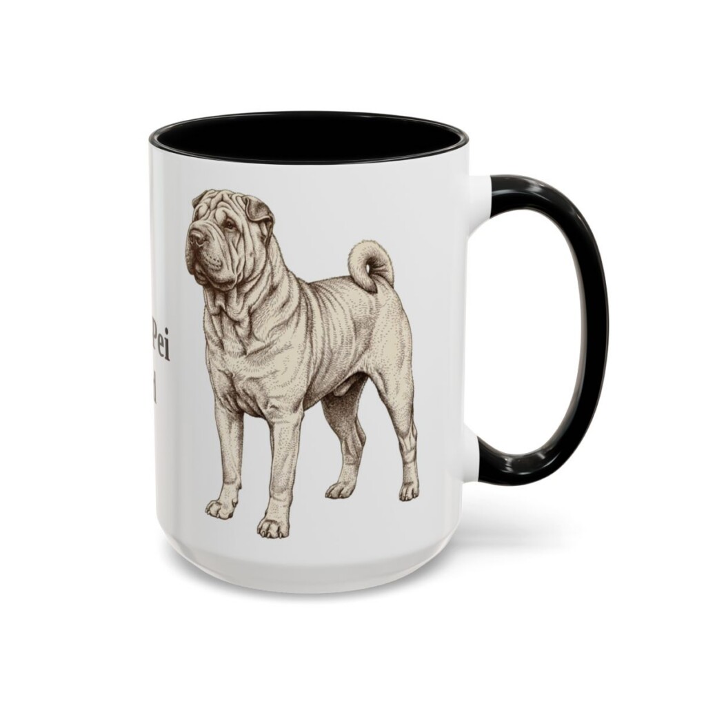 15oz Shar-Pei Dog Dad Mug, Black, right side view