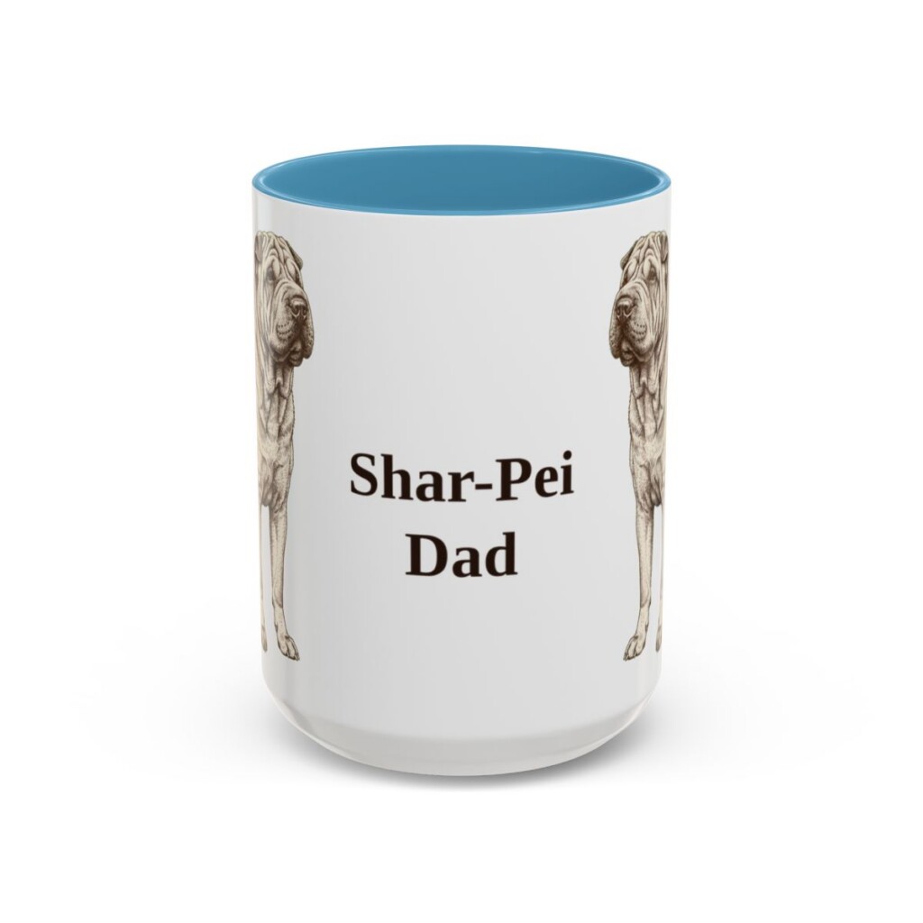 15oz Shar-Pei Dog Dad Mug, Light Blue, front view