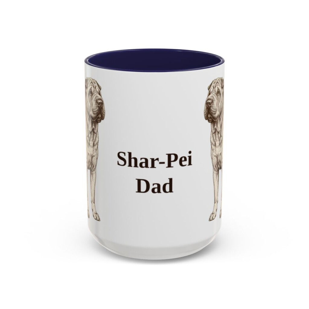 15oz Shar-Pei Dog Dad Mug, Navy, front view