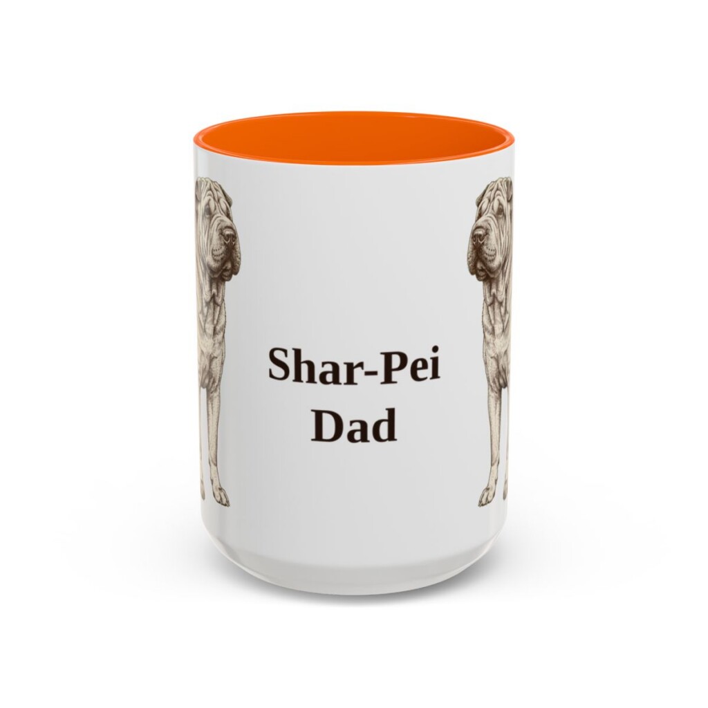 15oz Shar-Pei Dog Dad Mug, Orange, front view