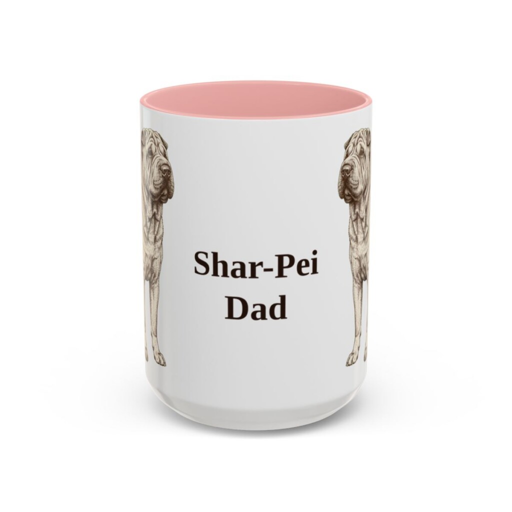 15oz Shar-Pei Dog Dad Mug, Pink, front view