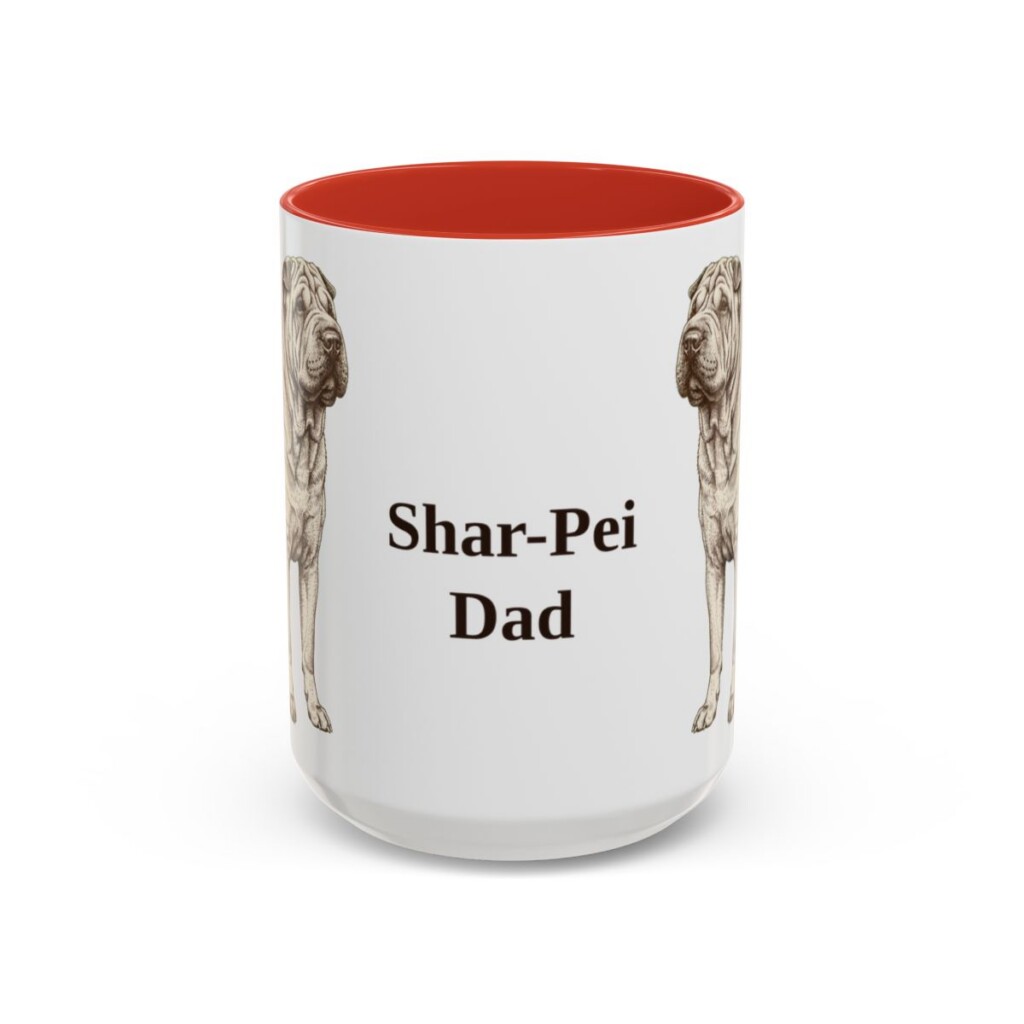 15oz Shar-Pei Dog Dad Mug, Red, front view