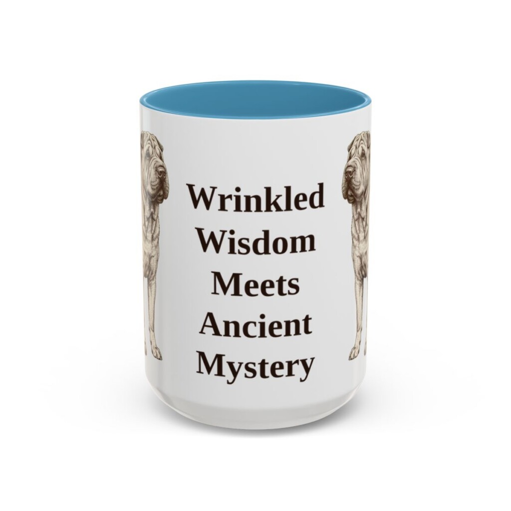 15oz-shar-pei-mug-humor-light-blue 15oz Funny Shar-Pei Mug, Light Blue, front view