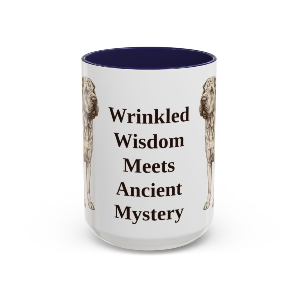 15oz-shar-pei-mug-humor-navy 15oz Funny Shar-Pei Mug, Navy, front view