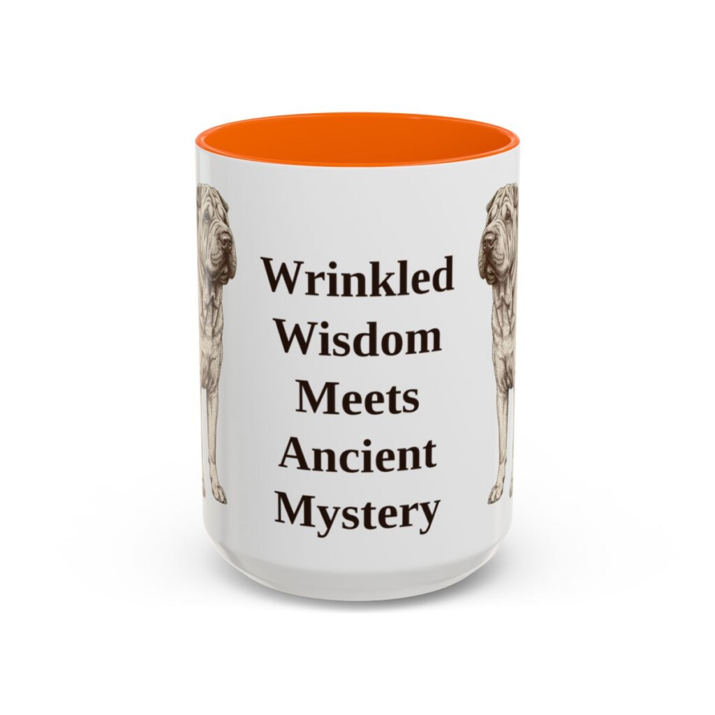 15oz-shar-pei-mug-humor-orange 15oz Funny Shar-Pei Mug, Orange, front view
