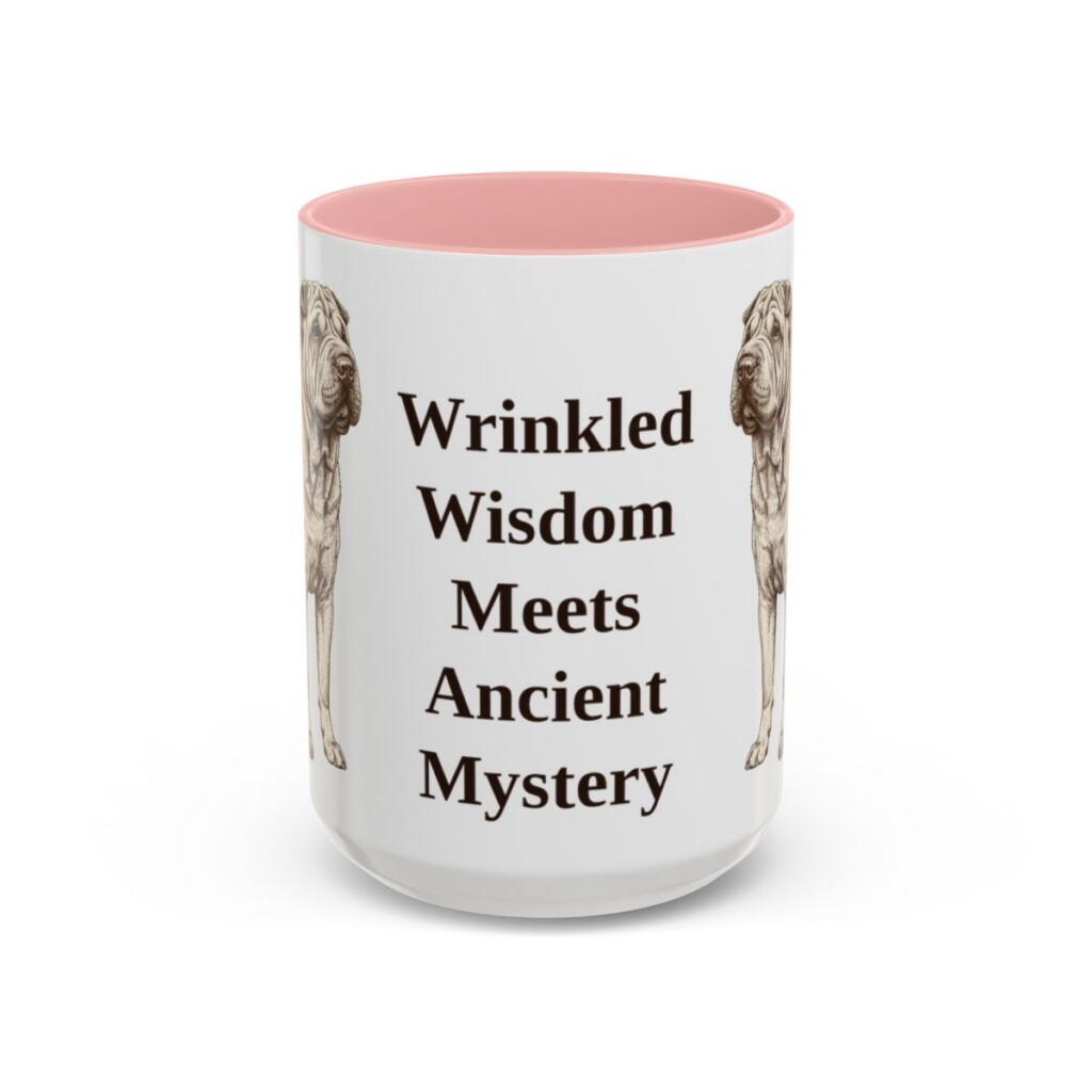 15oz-shar-pei-mug-humor-pink 15oz Funny Shar-Pei Mug, Pink, front view