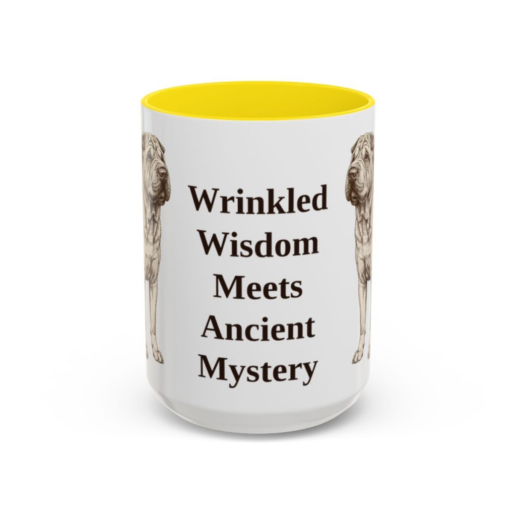 15oz-shar-pei-mug-humor-yellow 15oz Funny Shar-Pei Mug, Yellow, front view