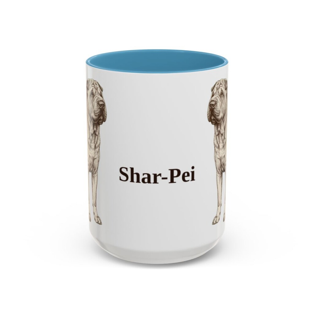 15oz Shar-Pei Mug, Light Blue, front view