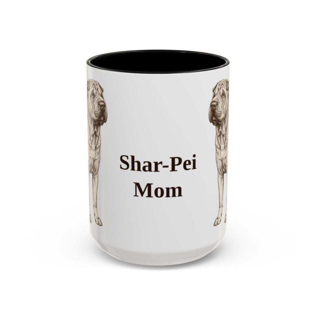 15oz Shar-Pei Dog Mom Mug, Black, front view