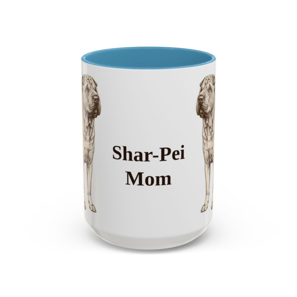 15oz Shar-Pei Dog Mom Mug, Light Blue, front view
