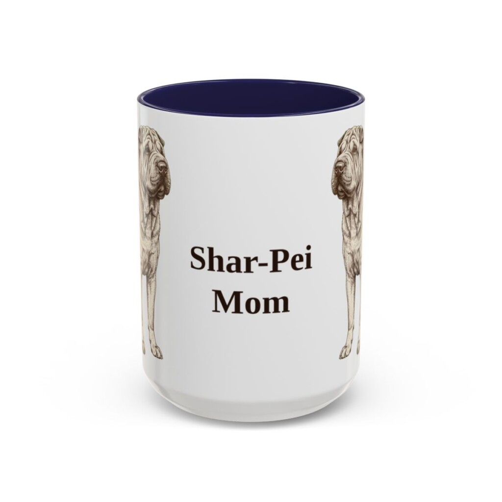 15oz Shar-Pei Dog Mom Mug, Navy, front view