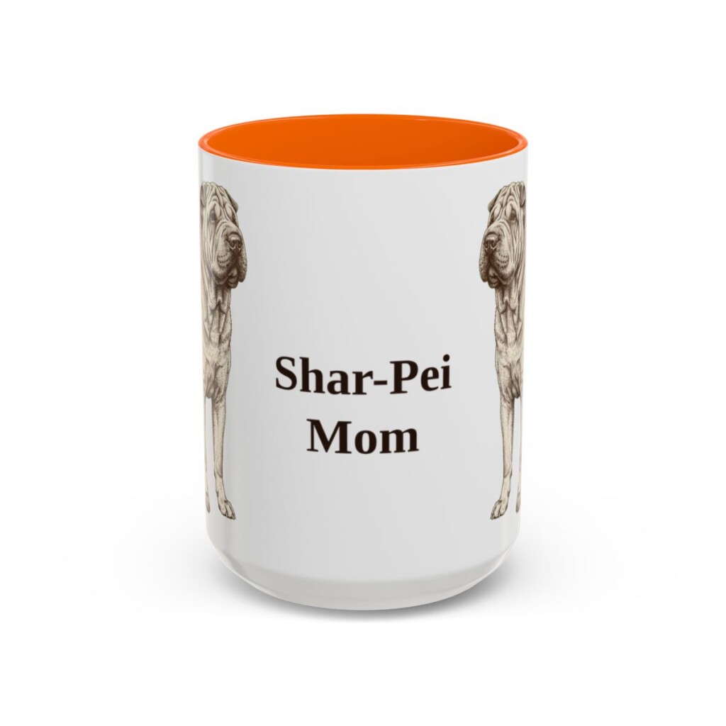 15oz Shar-Pei Dog Mom Mug, Orange, front view