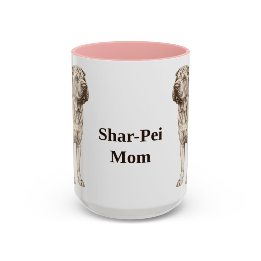 15oz Shar-Pei Dog Mom Mug, Pink, front view