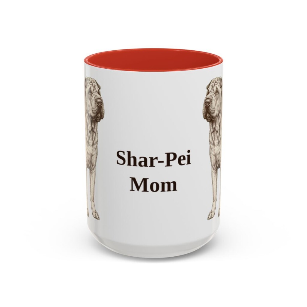 15oz Shar-Pei Dog Mom Mug, Red, front view