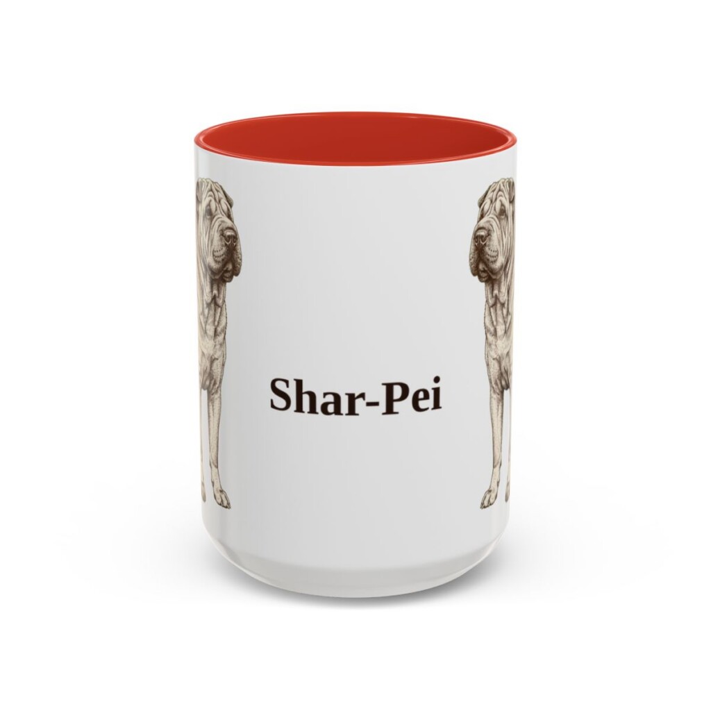 15oz Shar-Pei Mug, Red, front view