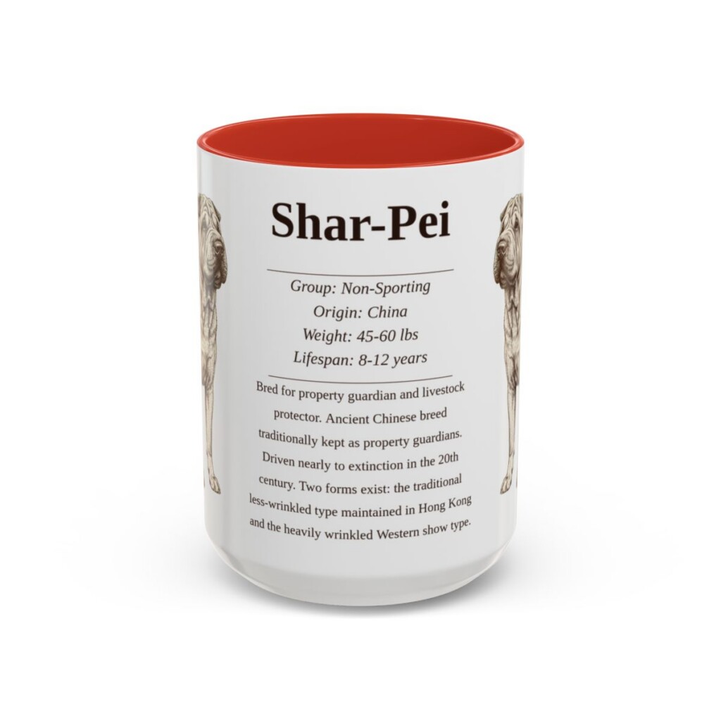 15oz-shar-pei-mug-writeup-red 15oz Shar-Pei Mug, Red, front view