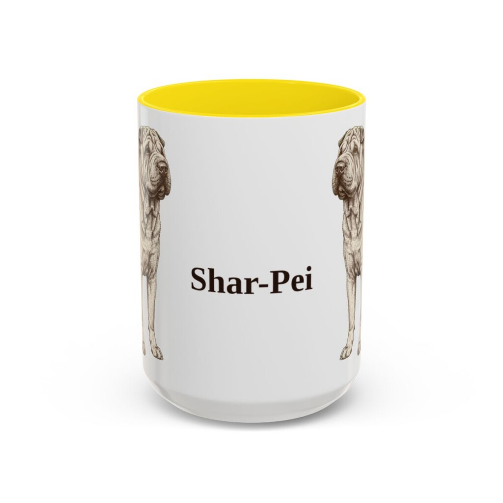15oz Shar-Pei Mug, Yellow, front view