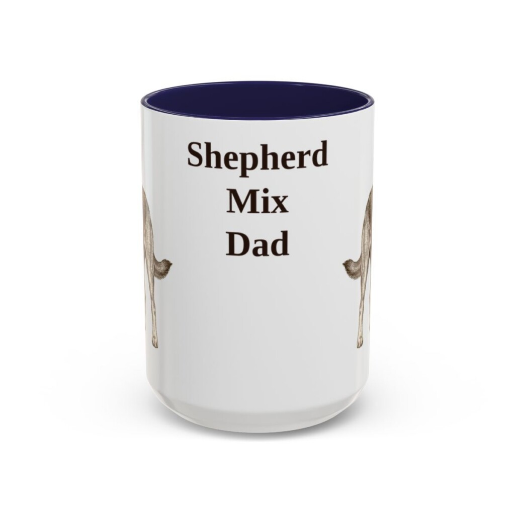 15oz Shepherd Mix Dog Dad Mug, Navy, front view
