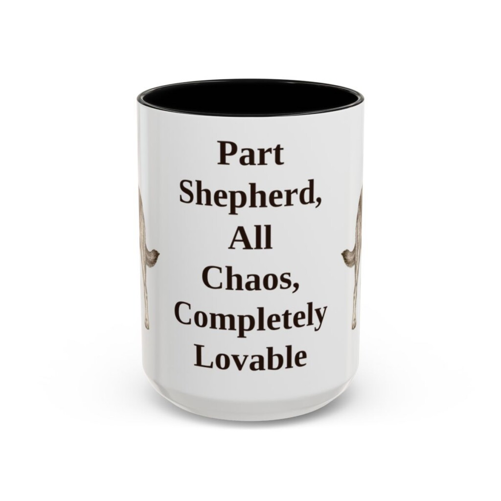 15oz Funny Shepherd Mix Mug, Black, front view