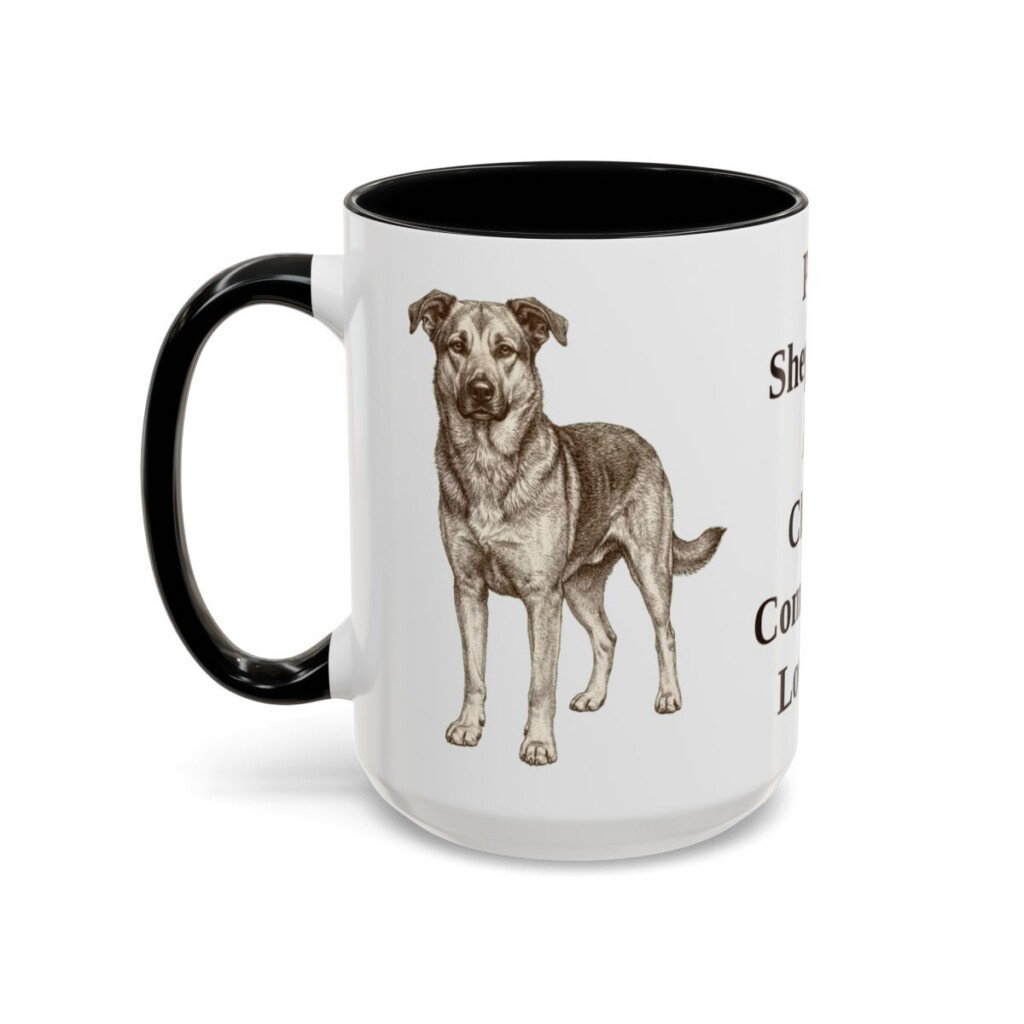 15oz Funny Shepherd Mix Mug, Black, left side view