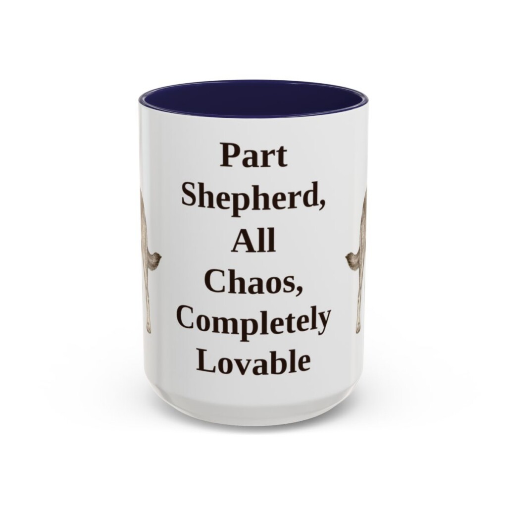 15oz Funny Shepherd Mix Mug, Navy, front view