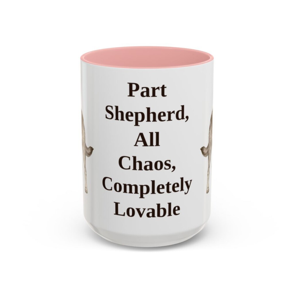 15oz Funny Shepherd Mix Mug, Pink, front view