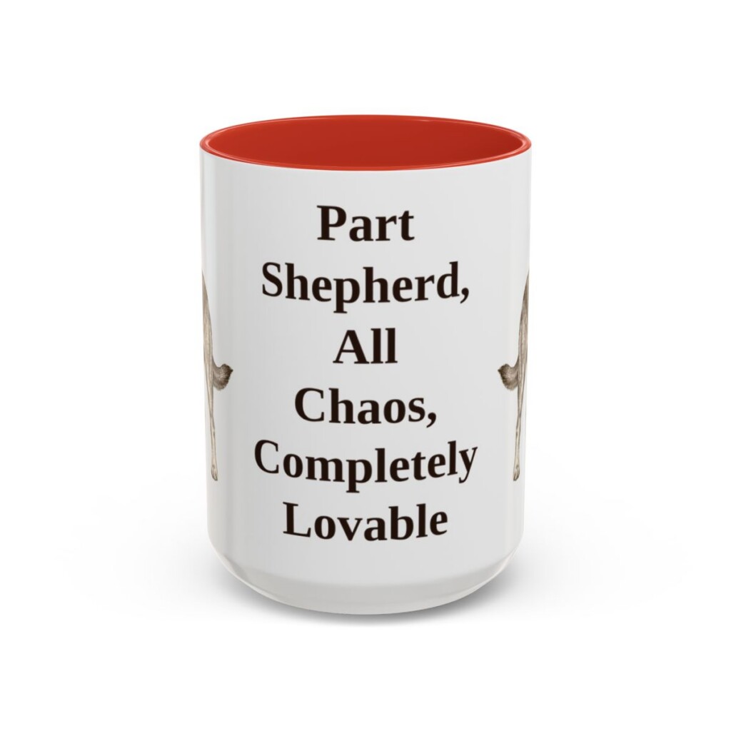 15oz Funny Shepherd Mix Mug, Red, front view