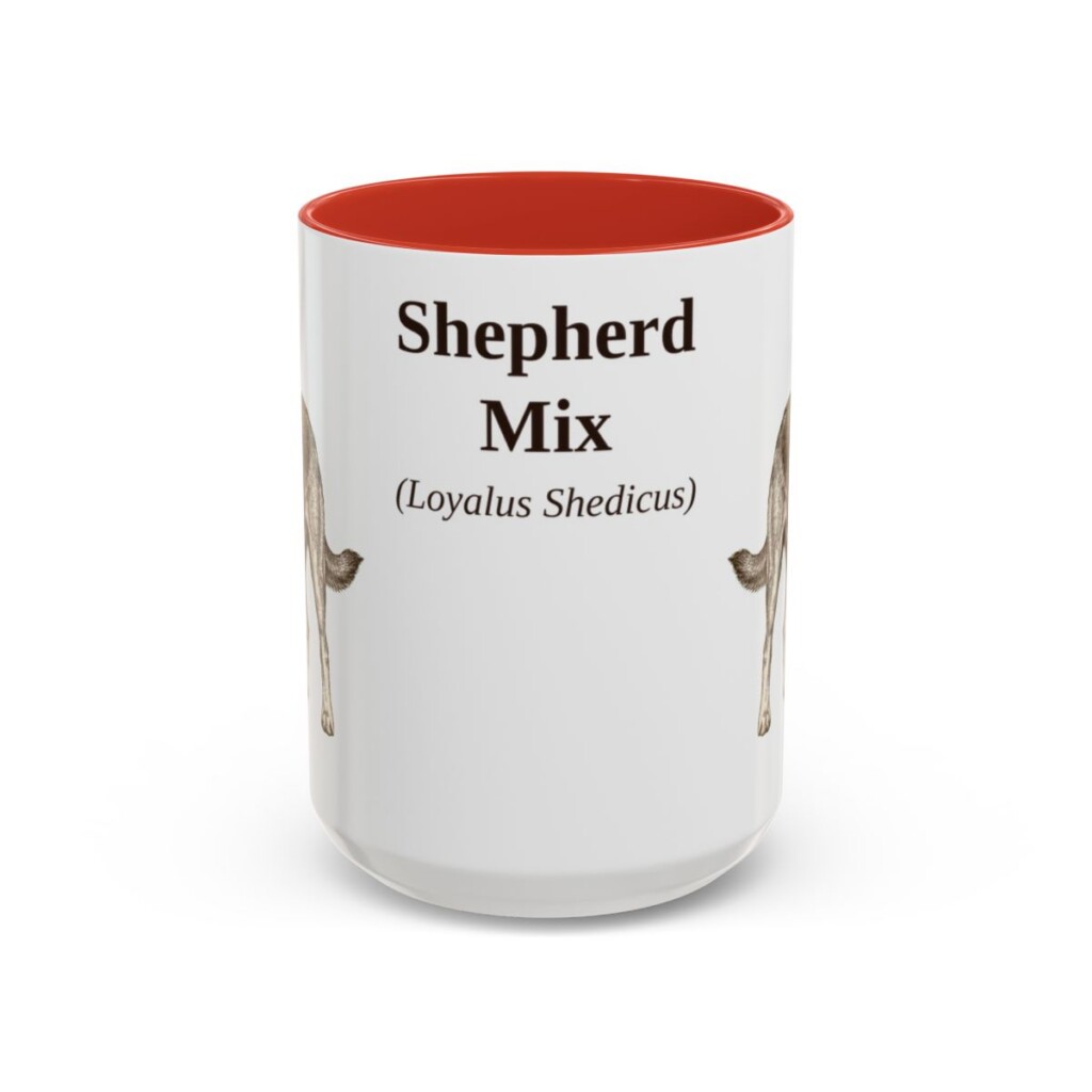 15oz Shepherd Mix Latin Mug, Red, front view