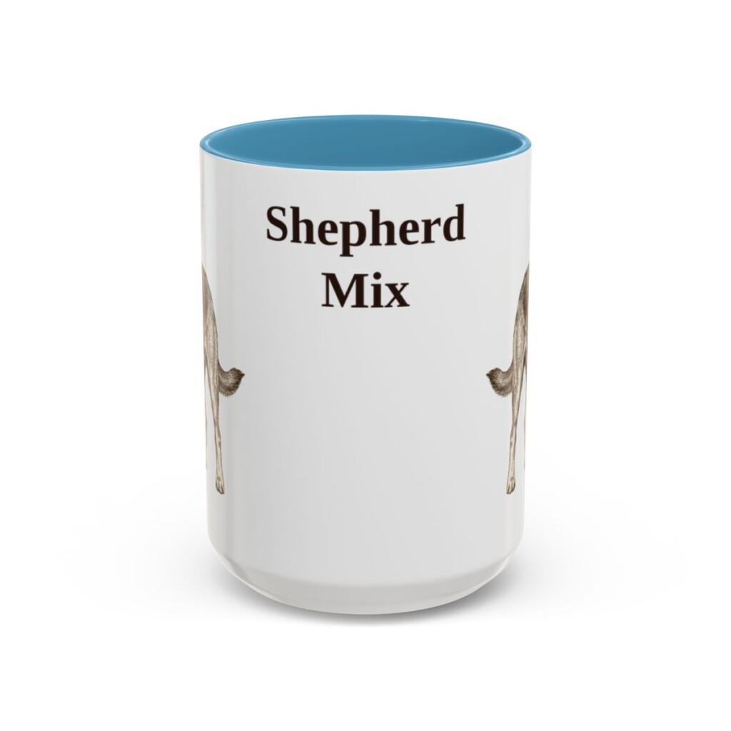 15oz Shepherd Mix Mug, Light Blue, front view